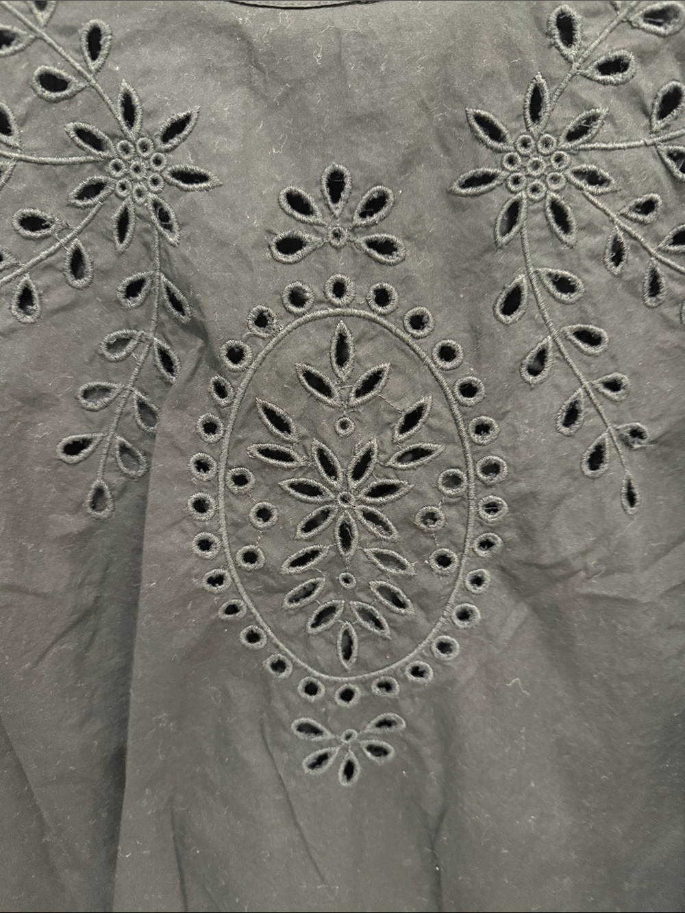 J. Crew Black Eyelet Ruffle-Neck Blouse - Picture 3 of 3